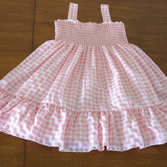 Girls Holly Hastie Ava Smocked Gingham Dress pink100%cottonage 9-10Y EUC